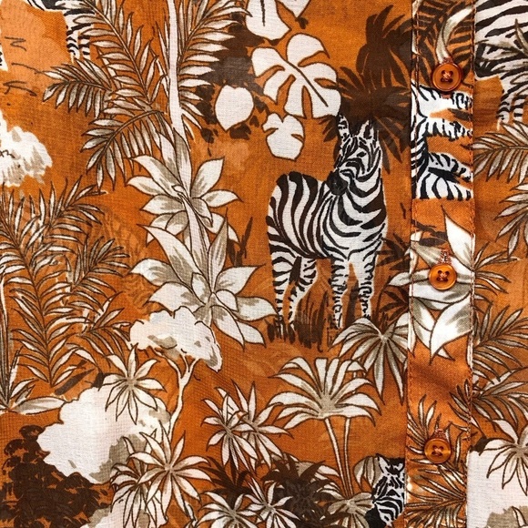 Live 4 Truth Long Shirt Dress Medium Womens Sheer Button Zebra Palm Trees NWT - Picture 2 of 16